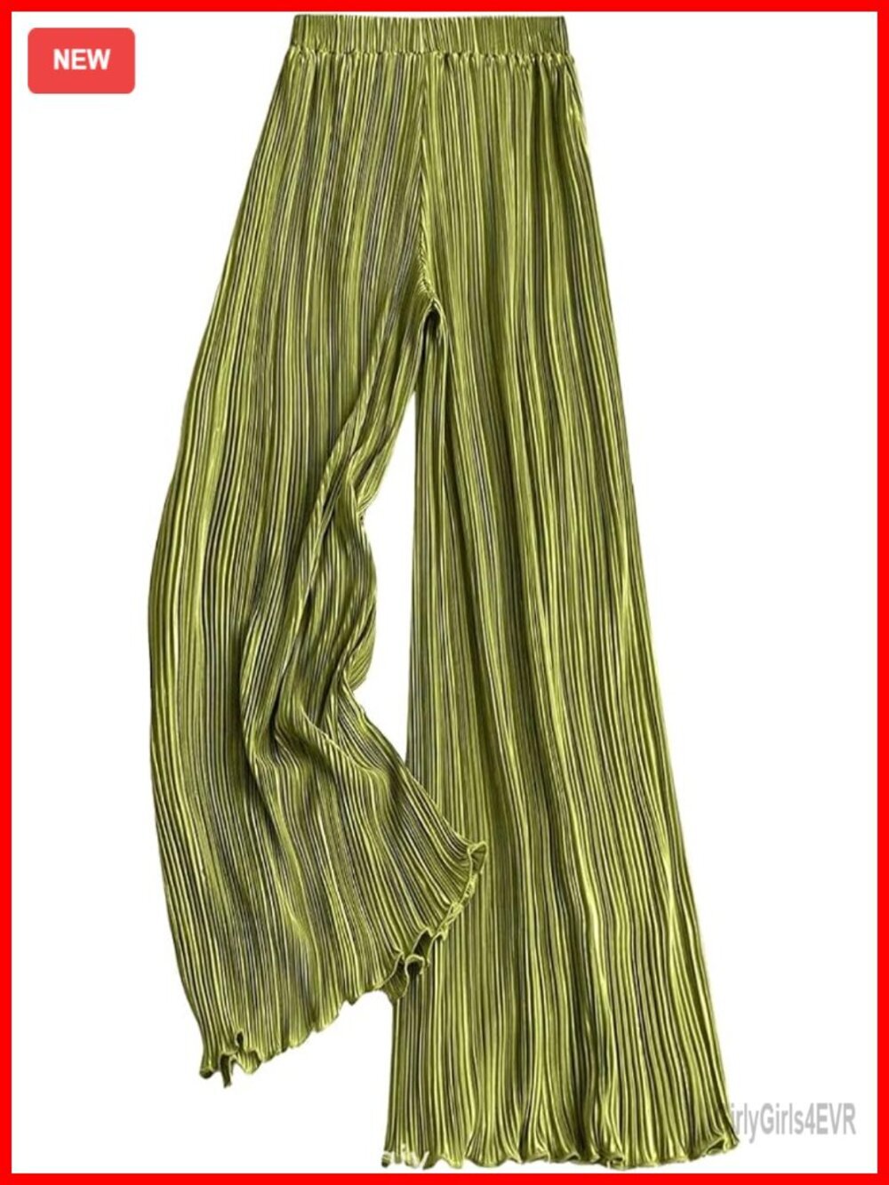 Satin Flowy Palazzo Plisse Silk Pants Wide Leg Pleated Casual Trousers